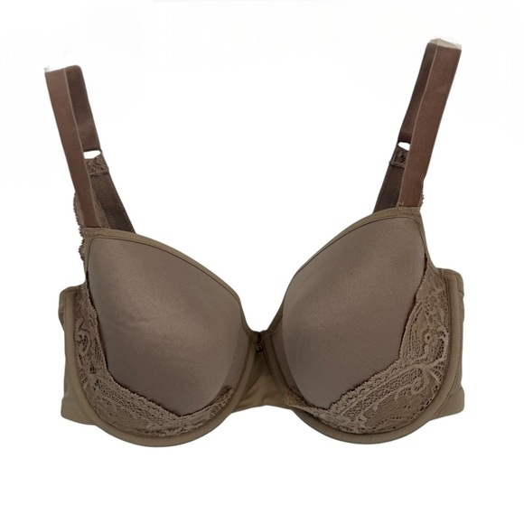 ThirdLove Lace Detail Bra Size 34F Tan Underwire T-shirt 24/7 Back Closure - Picture 1 of 7